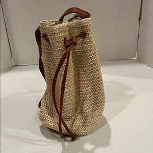 Montce Cream and Brown Woven Backpack